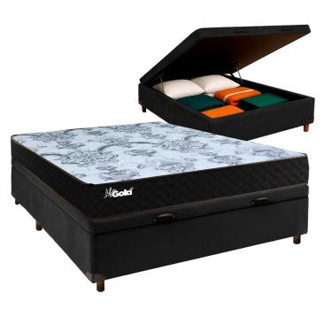 Imagem de Conjunto Cama Box Bau Blindado Casal + Colchão Molas Ensacadas Life Gold Paropas