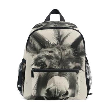 Imagem de GAIGEO Cute Donkey Animal Print Kids Small Backpack, 10x4x12 In, Boy Backpack Includes Water Bottle Pockets, Whistle Clip for Safety