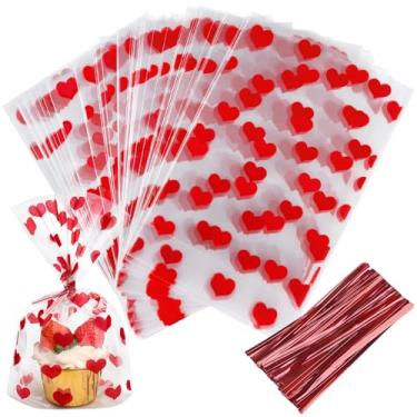 Imagem de JOERSH Sacos de guloseimas de celofane Red Heart