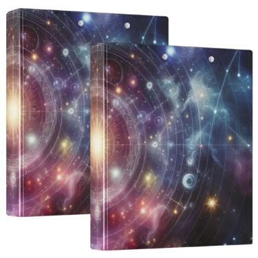 Imagem de Pasta de arquivo redonda com 3 anéis para fichários de constelação espacial para material de escritório, pacote com 2