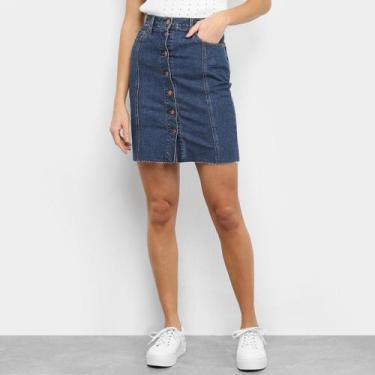 Imagem de Saia Jeans GAP Botões Cintura Alta, Azul, 27