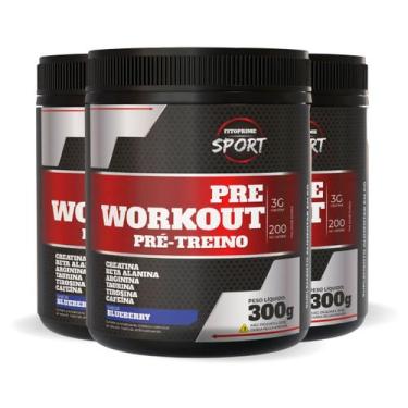 Imagem de Kit 3 Pré Treino com Creatina Beta Alanina Arginina Taurina Tirosina e