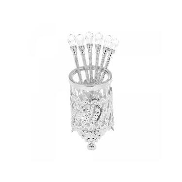 Imagem de Kit 6 Colheres Zamac Suporte Niquelado Crystal 14cm Wolff