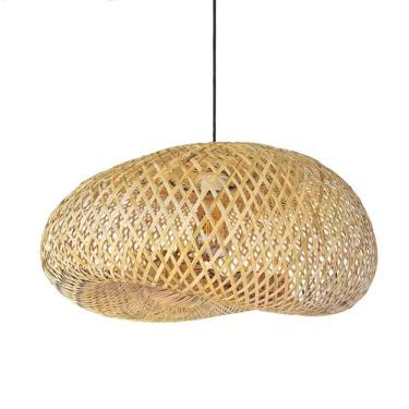 Imagem de Pendente Fibra Natural Bambu Artesanal Boho 60 Cm Nat61 - Acende a Luz