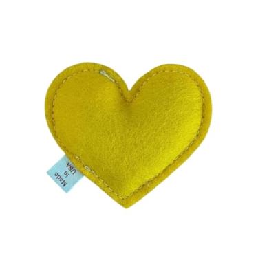 Imagem de Cherry Valley Organics Brinquedo de erva de gato, erva de gato orgânica, 100% feltro de lã, cultivado e feito nos EUA, coração (amarelo)