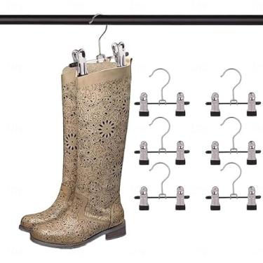 Imagem de 2 peças ajustáveis de aço inoxidável, sapateira, pasta de calças, multifuncional, portátil, viagem, máquina de lavar roupa, cabide, meias com clipe, conjunto de 2