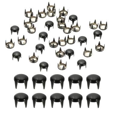 Imagem de Generic Pregos de metal de 5 mm, 100 peças, contas redondas de garra de cúpula, rebites de cabeça de prego, tachas para artesanato de couro, bolsa de cinto, sapatos, preto brilhante