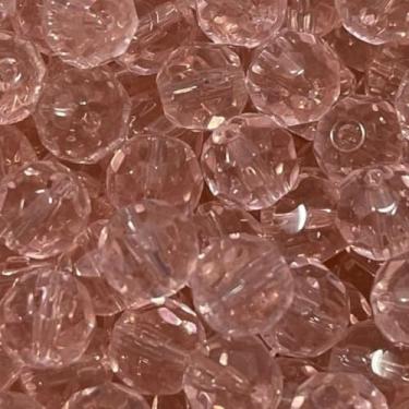 Imagem de 200 Miçangas de Cristal 8mm para Artesanato Bijuterias e Confecção de Guias – Contas de Vidro Facetadas (Rosa claro transparente)