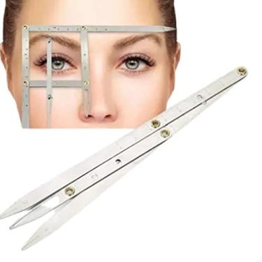 Imagem de ZJchao Régua de Sobrancelha, Régua Profissional de Posicionamento de 3 Pontos Em Aço Inoxidável Com Braço Flexível e Removível, para Maquiadores Iniciantes
