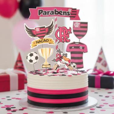 Imagem de Topo De Bolo Topper Aniversário Futebol Flamengo - Shop da Cris