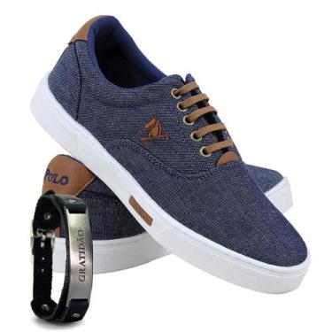 Imagem de Kit Sapatênis Lona Amarração com Pulseira Masculino Casual - Polo Joy,