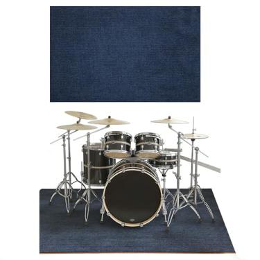 Imagem de Tapete de tambor, tapete de bateria de 9 mm com fundo antiderrapante, tapete de bateria para redução de ruído, tapete de instrumento musical à prova de som para conjunto de bateria elétrica, presente