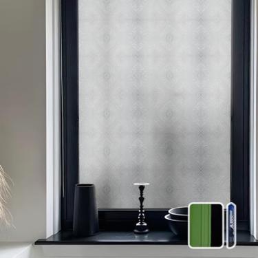 Imagem de Flortlias Película para janela de privacidade, vitral, padrão de treliça, geometria, gravada, para porta de vidro com ferramentas, cristal losango, 58 cm x 200 cm