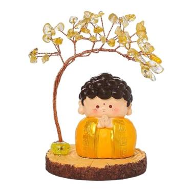Imagem de FLCPJGV Miniatura de Buda com Árvore da Fortuna, Centro de Mesa, Ornamento Feng Shui para Carro, Quarto, Prateleira, Atrai Riqueza e Sorte, Style C