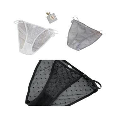 Imagem de Calcinhas De Renda Sexy Femininas 3PCS Finas Semi Transparentes Respir