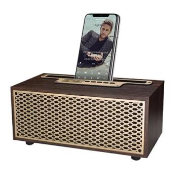 Imagem de Caixa de Som Retrô Bluetooth - Alto Falante com Suporte para Celular, Rádio FM e Entradas USB/MicroSD - 5W