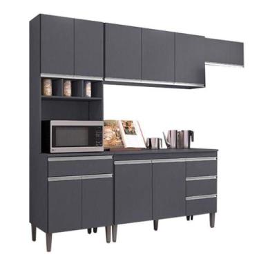 Imagem de Cozinha Com Balcão E Tampo 120 Cm Andréia Cinza Fosco - Ajl - AJL MÓVE