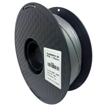 Imagem de Filamento 3D - PETG Prata - Rolo 1KG (1.75mm)