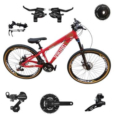 Imagem de Bicicleta 26 VikingX T25 24v Shimanos Cubo e Catraca K7 Pneu Aro 26 Balão Faixa Amarela-Unissex