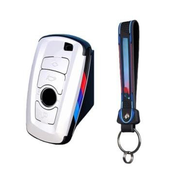 Imagem de Compatível com BMW 1 3 5 7 Series X1 X3 X4 X5 F10 F15 F16 F20 F30 F18 F25 M3 M4 Capa protetora de fibra de carbono para chave de carro Acessórios(B-white ring)