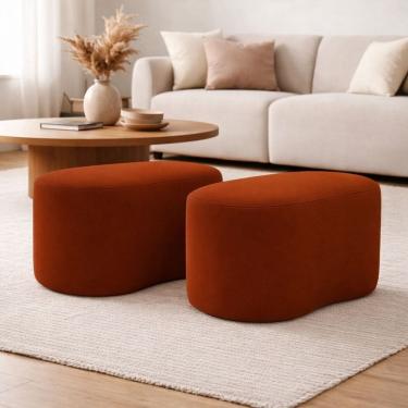 Imagem de Kit 2 Puff Orgânico Curvo Feijão Sala Redondo Confortável Moderno Suede