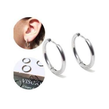 Imagem de Brinco Argola 18mm Grande Prata Antialérgico Masculino Aço Inox-Unissex