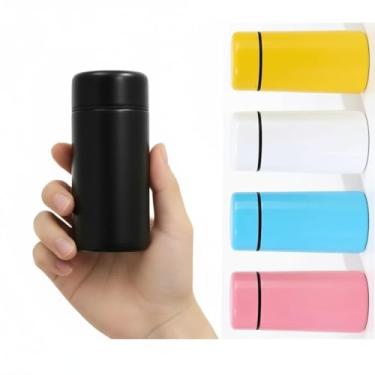Imagem de Mini garrafa de água, 142 g, aço inoxidável isolado, copo fino, frasco para viagens, esportes, escola, bolsa, xícara de café, garrafas de café, manter quente e frio (preto)