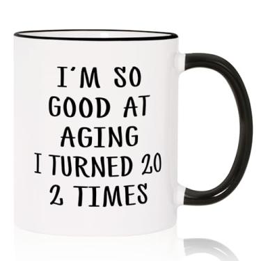 Imagem de Aurahouse Caneca de presente de aniversário de 40 anos para mulheres e homens, decoração engraçada de 40 anos para mulheres e homens, presentes de aniversário de 40 anos para mãe, pai, amigas, irmãs