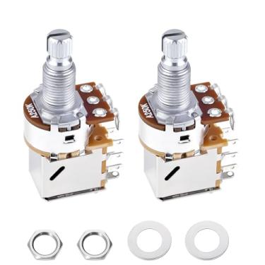 Imagem de Banworks Potenciômetros de alumínio A250K M8 Thread Push Pull para guitarra de tamanho métrico, 18 estrias, eixo longo (18 mm de comprimento), potenciômetros cônicos de áudio para guitarras Squier