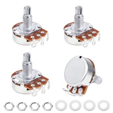 Imagem de Banworks Potenciômetros de alumínio A250K+B250K M8 tamanho completo métrico 2A2B 18 estrias de eixo longo (comprimento de 18 mm) áudio e linear para Epiphone Les Paul LP/SG Squier Strat/Tele JT/XNQ-12