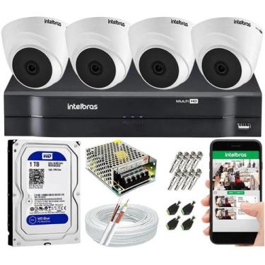 Imagem de Kit Cftv 4 Câmeras Intelbras Dome 20m infra 1120d E Dvr Mhdx 4ch c/hd 