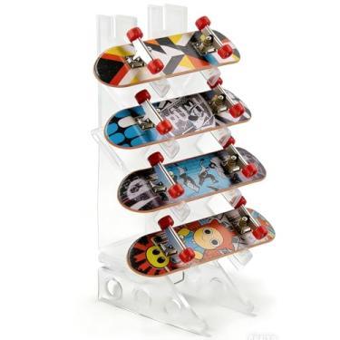 Imagem de KAKUPPA Mini suporte de exibição de fingerboard, suporte de skate de dedo de acrílico transparente e suporte de armazenamento, acessórios de dedo e suporte decorativo de skate, fácil de instalar