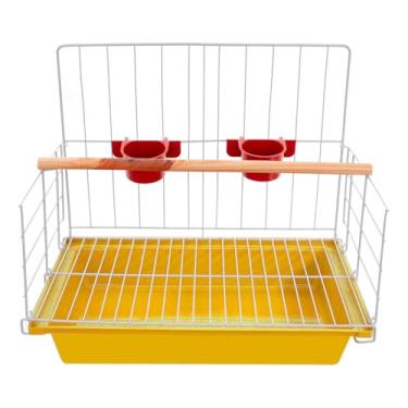 Imagem de Gaiola Poleiro Com Bandeja Calopsitas Periquito Agaporni Passaros Mansos(Amarelo)