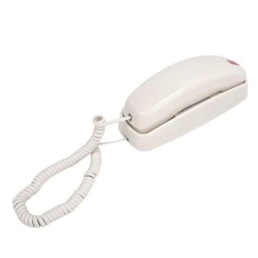 Imagem de Naroote Telefone Com Fio Com Controle de Volume de Botão Grande para Idosos, Telefone Fixo Montável na Parede Com Luz Intermitente e Campainha Extra Alta para Casa, Material ABS (Bege)