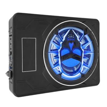 Imagem de aqxreight Subwoofer de Carro Fino Sob o Assento de 10 "800 W Com Luzes LED Pulsantes 220 W RMS Potência Tecnologia MOSFET de Alta Velocidade Filtro Passa-baixa de Reforço de Graves (BLUE)