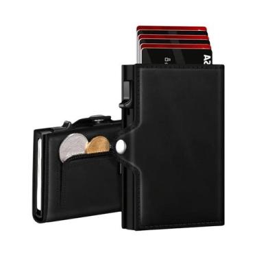 Imagem de Carteira Metálica Antifurto RFID De Grande Capacidade Com Clip Automát