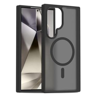 Imagem de POYUFRG Capa magnética para Samsung Galaxy S26 Ultra/S26 Plus/S26, capa de telefone translúcida fina fosca à prova de choque antiderrapante, preta, S26 Ultra