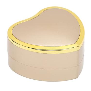 Imagem de CUOFYUNL Caixa de colar em formato de coração Caixa de presente elegante para exibição de joias com luz LED para proposta de noivado (Dourada)