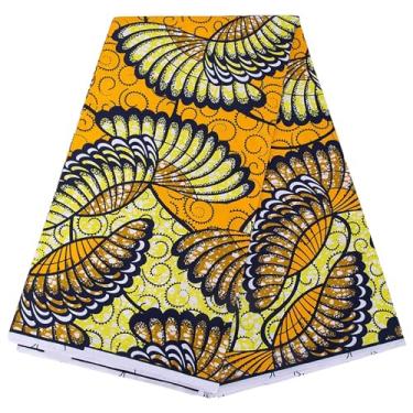 Imagem de Tecido de cera africana 6 metros, tecido de poliéster Ankara impresso para costura, vestidos e roupas de festa