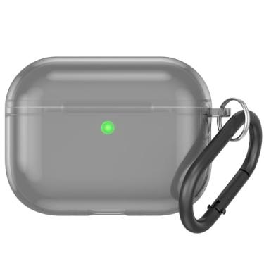 Imagem de Capa para AirPods 4 com chaveiro, capa de silicone transparente, capa protetora de pele macia, capa para fone de ouvido antiqueda (preta, AirpodsPro3)