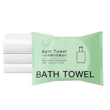 Imagem de Toalha de banho descartável comprimida de 70 x 140 cm de secagem rápida para praia grande viagem toalhas de banho laváveis para mulheres homens e crianças (verde)