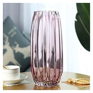 Imagem de KEG801302 Vasos nórdico simples grande vaso de vidro transparente cor hidropônica rica em bambu lírio rosa sala de estar ornamentos arranjos de flores novo vaso (grande)