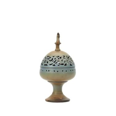 Imagem de Queimador de incenso decorativo de cerâmica com tampa para incenso, carvão, bastão, pó, cone, bobina e apanhador de cinzas de incenso de torre