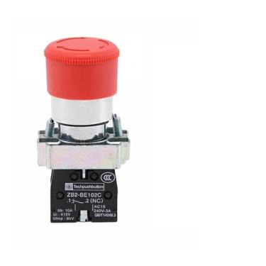 Imagem de XB2-BS442 Interruptor de botão rotativo de parada de emergência vermelho 1NC 2NC 1NO/1NC Bloqueio 22 mm Botão de cabeça de cogumelo (XB2-BS442 1NC)