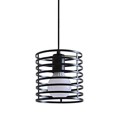 Imagem de Luminária pendente industrial vintage moderna em ferro fundido, estilo loft, com fio ajustável de 100 cm, ideal para cozinha, bar, sala de estar e como lustre de teto (preta).