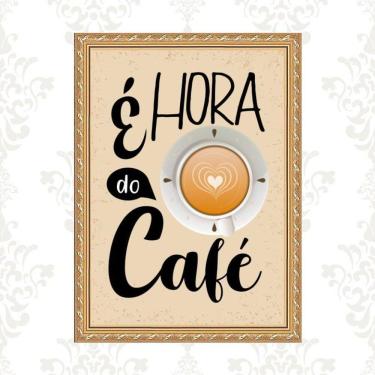Imagem de Quadro Moldura Dourada Hora Do Café 33X24Cm