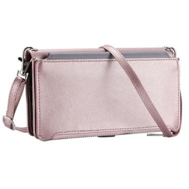 Imagem de Genérico Capa tipo carteira cruzada para iPhone 17/17 Air/17 Pro/17 Pro MAX, capa com tampa de couro de grande capacidade com alça longa para o ombro e proteção completa (Pink, 17 Air)