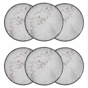 Imagem de Kit Jogo 6 Pratos Rasos Tramontina Floralis Porcelana 25 cm