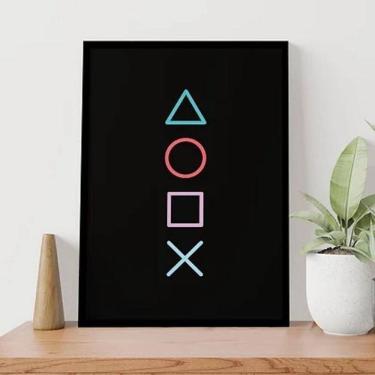 Imagem de Quadro Gamer Símbolos Vídeo Game 33X24Cm - Com Vidro