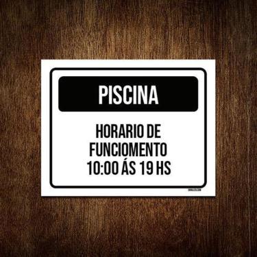 Imagem de Placa Preta Piscina Horario Funcionamento 10 Às 19 27X35